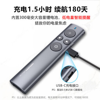 诺为激光笔  PPT翻页笔教师用LED液晶屏放大凸显 物理数字双激光 飞鼠 自带32G优盘 绿光 N95s Pro