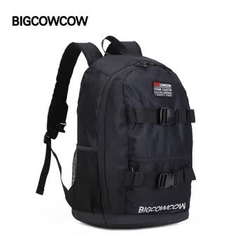 BIGCOWCOW双肩包男大容量防泼水旅行背包高中大学生书包 绿色 生日礼物
