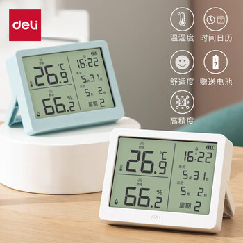 得力(deli)室内温湿度表 LCD\电子温湿度计老人儿童礼物生日礼品带闹钟功能 婴儿房办公用品 白色LE502-WH 得力(deli)室内温湿度表 LCD\电子温湿度计老人儿童礼物生日礼品带闹钟功能 婴儿房办公用品 白色LE502-WH