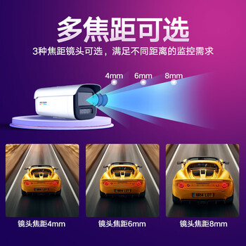 HIKVISION海康威视摄像头监控4K超清臻全彩网络摄像机800万录音POE供电室内室外AI人车侦测T87WDV3-L 4mm
