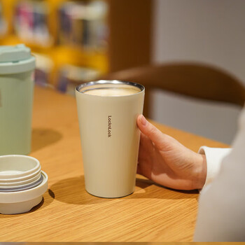 乐扣乐扣（LOCK&LOCK）遇见元气保温保冷咖啡杯弹跳盖男女颜值水杯LHC3271BEG白色400ML