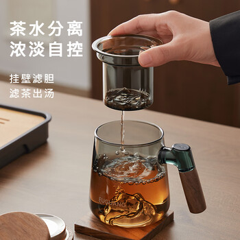 富光泡茶杯茶水分离高硼硅玻璃杯办公室喝茶水杯子花茶杯公道杯子