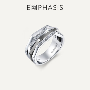 EMPHASIS艾斐诗 「冠」系列 彩金戒指 18K金白黑分色钻石戒指 90604R 11圈