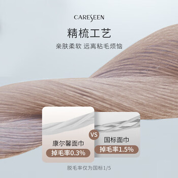 康尔馨酒店毛巾 纯棉加厚吸水面巾 2条装洗脸巾 蓝+灰 75*40cm 180g运动
