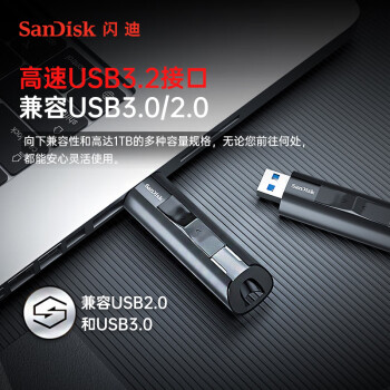闪迪（SanDisk）1TB USB3.2 固态U盘 CZ880 读速高达420MB/s 写速380MB/s 大容量高速固态优盘