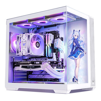 Thermaltake（Tt）钢影 透EX 海景房机箱 电脑主机 白色（ATX主板/Type-c/支持360水冷/10风扇位/4090显卡）