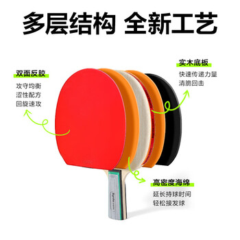 安格耐特 健身训练F2340S 乒乓球拍直拍（1付拍+3球）颜色随机