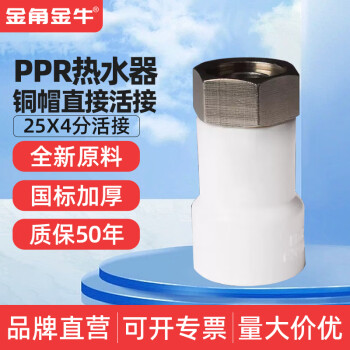 4分20 6分25电热水器活接头ppr活直接 弯头 三通热熔水管配件接头 25*4分活直接头（加厚铜冒）