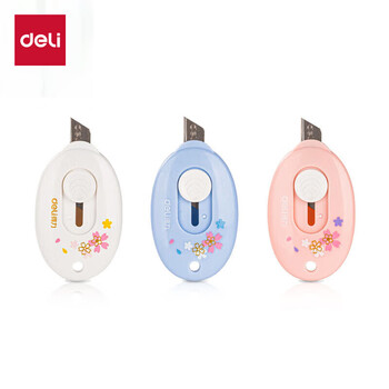 得力（deli）【热门商品】樱花迷你随身美工刀 拆快递小刀学生裁纸刀小号 78010颜色随机(混发2087)