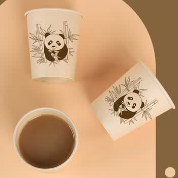 梦庭加厚本色竹纤维纸杯水杯 一次性杯子奶茶杯咖啡杯 300只