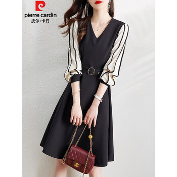 皮尔卡丹pierrecardin连衣裙女春季2024年新款时尚女装气质显瘦小个子