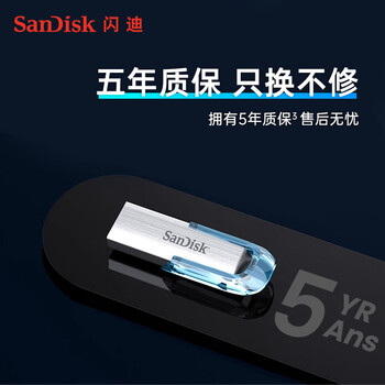 闪迪（SanDisk）64GB U盘 CZ73 时尚蓝色 安全加密 数据恢复 学习电脑办公投标 小巧便携 车载 大容量金属优盘