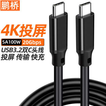 火骥 Type-C数据线20Gbps高速传输CtoC全功能USB3.2Gen2*2公对公双头4K@60hz投屏线直播投屏线5A大电流 黑色 0.2米
