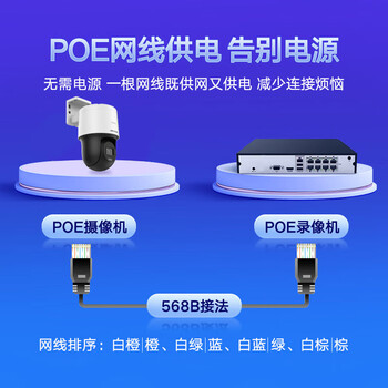 HIKVISION海康威视摄像头监控器家用400万高清臻全彩poe网线供电室内外云台防水语音对讲3Q140LY-TE