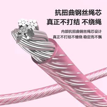 安踏（ANTA）竞速跳绳钢丝专业比赛中考考试专用儿童中小学生体育超轻 粉色