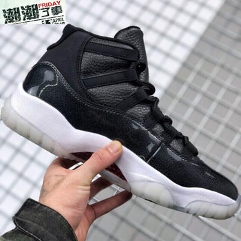 京柬乔11高帮男子7210大休闲篮球鞋魔王儿童大休闲黑白鞋365码