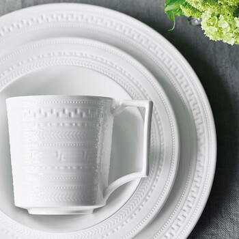 Wedgwood[11.11保价]意大利浮雕马克杯套装骨瓷对杯咖啡杯茶杯2个下午茶