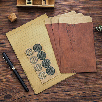 狮洛德 中国风A5信纸套装情书复古牛皮纸日式浪漫套装5信封16信纸