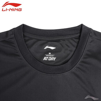 李宁（LI-NING）李宁羽毛球服短袖运动速干弹力春夏装简约休闲 黑色ATSP416 XL码