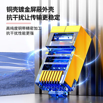 安普康（AMPCOM）超五类屏蔽FTP网线水晶头 RJ45电脑50U纯铜镀金8P8C超5类CAT5E百兆工程网络连接头100个AC5EB110TP