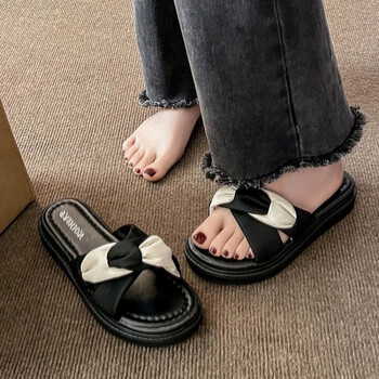 小回力家设计感交叉拖鞋女夏外穿网红2024新款百搭厚底防滑学生沙滩凉