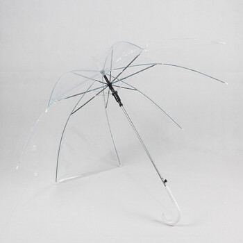 透明雨伞长柄伞男女儿童表演创意广告伞丝印定制logo小清新女神 白色