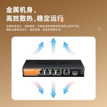 keepLINK KP-9000-6XH-X2 2.5G交换机4口2.5G+2口万兆光口企业监控集线分线分流器支持猫棒NAS光猫/台