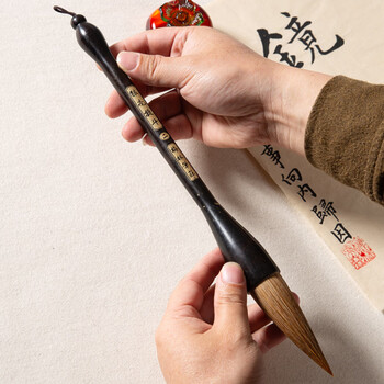 梅林笔庄大斗笔狼毫提斗对联大字毛笔狼毫京抓大号福字春联毛笔书法专用专业级榜书题字国画泼墨黑檀木斗笔