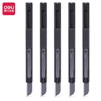 得力（deli）(deli)5把金属小号黑刃美工刀 自动锁裁纸刀小刀 办公用品 黑色TD290