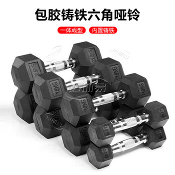 达训易 哑铃 六角包胶哑铃套装  臂肌练专业健身器材 30kg/只