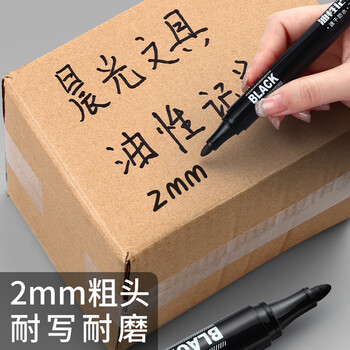 晨光（M&G）【30支】蓝色记号笔快干防水油性墨水大头笔油性记号笔粗杆防水不掉色教学用快递标记笔APMY2223