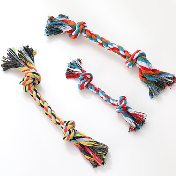 宠物绳结玩具新款球带双结棉绳狗玩具狗狗啃咬绳球宠物用品颜色随机以