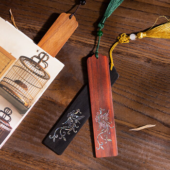 張小鳳书签中国风古风创意礼物 毛笔文房四宝书房摆件紫光檀小叶紫檀木质书签 凤之灵小叶紫檀款
