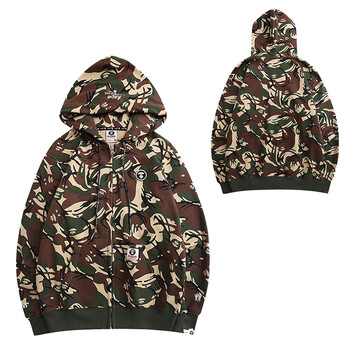 潮牌aape外套潮牌吃豆人上衣香港带帽男装秋冬季连帽卫衣女 936绿迷彩