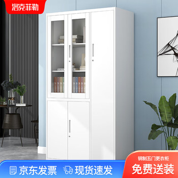 洛克菲勒更衣柜铁皮柜储物柜员工柜存包柜鞋柜亚光灰五门更衣玻璃