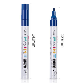 得力（deli）2.0mm轮胎修补油漆笔马克笔高光笔签字签到手绘涂鸦记号笔 清明扫墓石碑碑文笔防水12支 S558 蓝色
