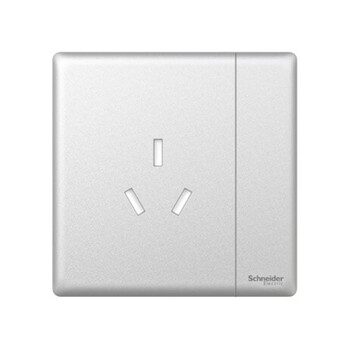 施耐德珍铂质感系列冰河银一开三孔16A插座NP115_16CS_MS_C1