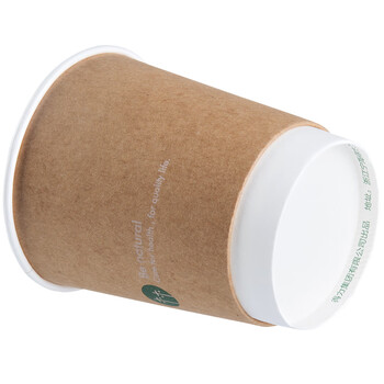 得力（deli）19204双层纸杯(棕)(20只/包)280ml 20包【ZY】