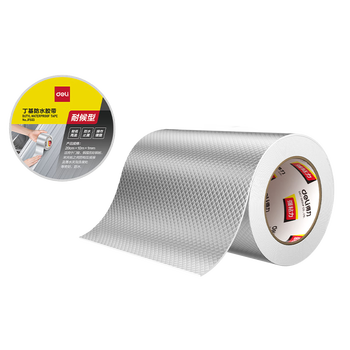 得力(deli)丁基防水胶带 20cm*10m*1mm 强力密封胶 铝箔卷材止漏 屋顶裂缝漏水补漏 银色1卷 JF503