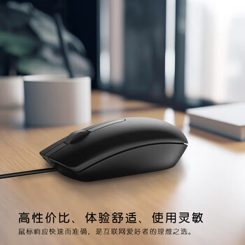 戴尔（DELL）MS116 鼠标有线  商务办公经典对称 有线鼠标 USB接口 即插即用 鼠标 （黑色）