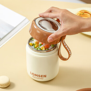 禾恋生日礼物男女生早餐杯带盖勺保温杯饭盒实用公司伴手礼定制送客户