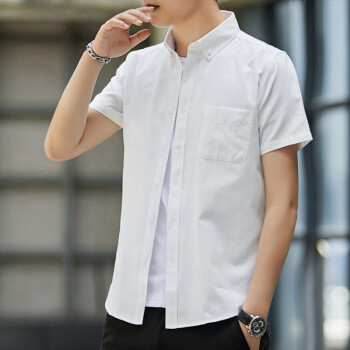 海澜之家hla衬衫男短袖牛津纺衬衣大量现货白色m