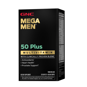 健安喜GNC 男性复合维生素50+ MEGA MEN男士综合维生素矿物质中老年人叶酸钙镁锌美国进口 男性复合维生素 120片/瓶