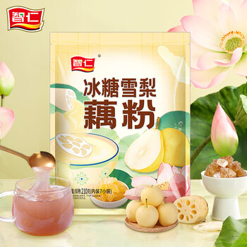 智仁 冰糖雪梨藕粉 清甜爽口莲藕粉冲饮速食营养早餐代餐独立袋装210g