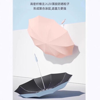天堂伞全自动黑胶晴雨两用伞遮阳伞便携三折叠太阳伞10骨31173E 米色	