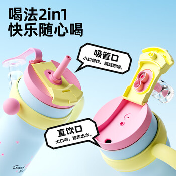 BABLOV花伴森保温杯女士大容量冰霸杯吸管杯高颜值316不锈钢内胆水杯