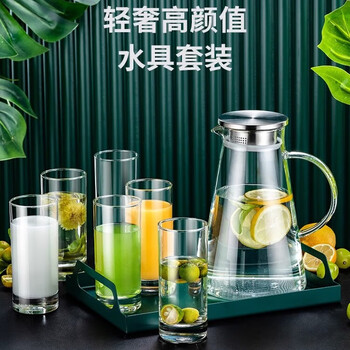 格娜斯（CRISTALGLASS）玻璃杯家用耐热茶杯家庭透明客厅喝儿童水杯子果汁泡绿茶杯套装