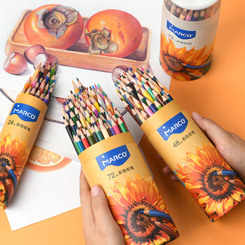 马可（MARCO）油性可擦彩色铅笔24支装学生儿童男孩女孩入门绘画涂色画笔画具画材美术生日礼物开学套装