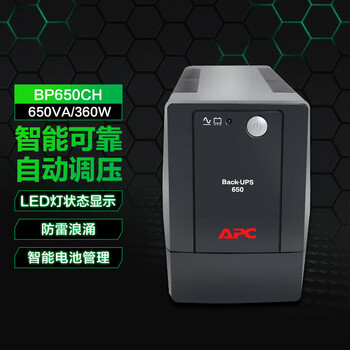 APC施耐德ups不间断电源BP650CH 360W/650VA办公电脑网络路由应急备用电源电池