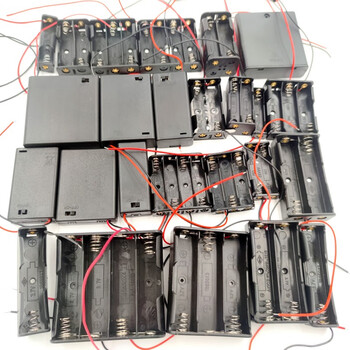 优品沃目电池盒五5号座子七7号18650锂电池盒带线盖带开关AA塑料仓 2位串联18650